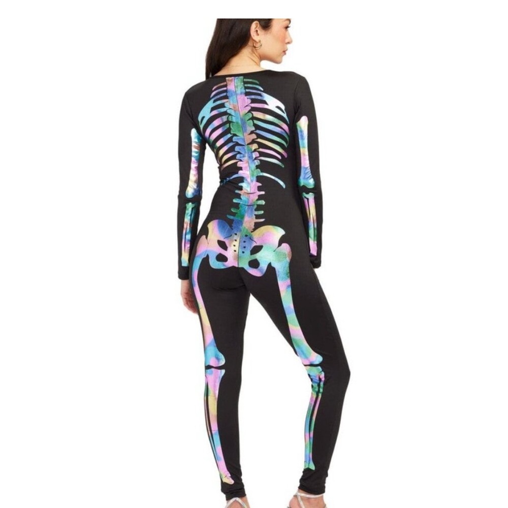 Tipsy Elves Iridescent Skeleton Bodysuit Costume Size XL